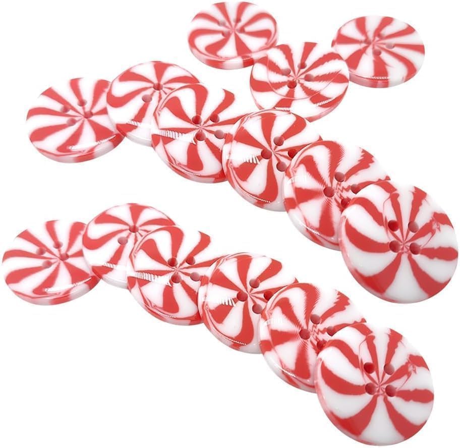 10Pcs Red Christmas Buttons, Round Sewing Buttons, Plastic, Sewing Button, 0.8 inches