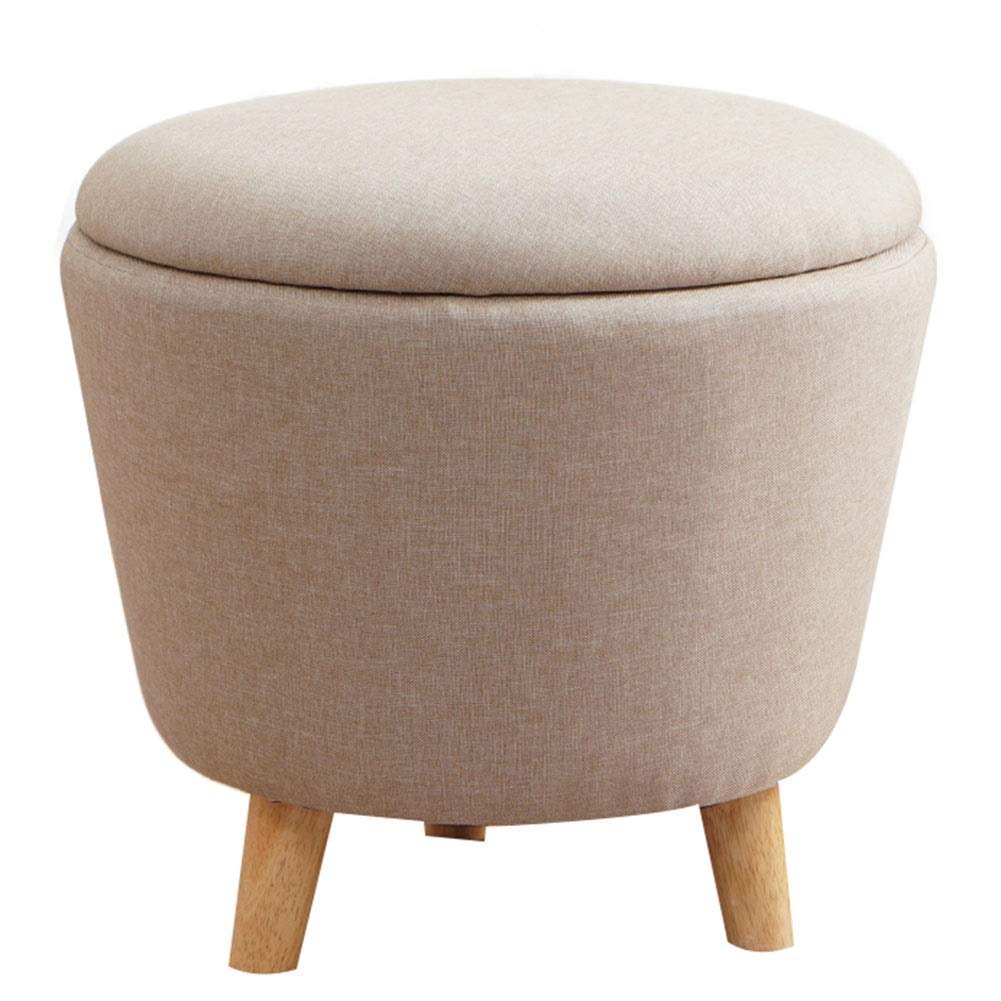 Pouf rangement rond en tissu 45cm idéal pour salon et chambre