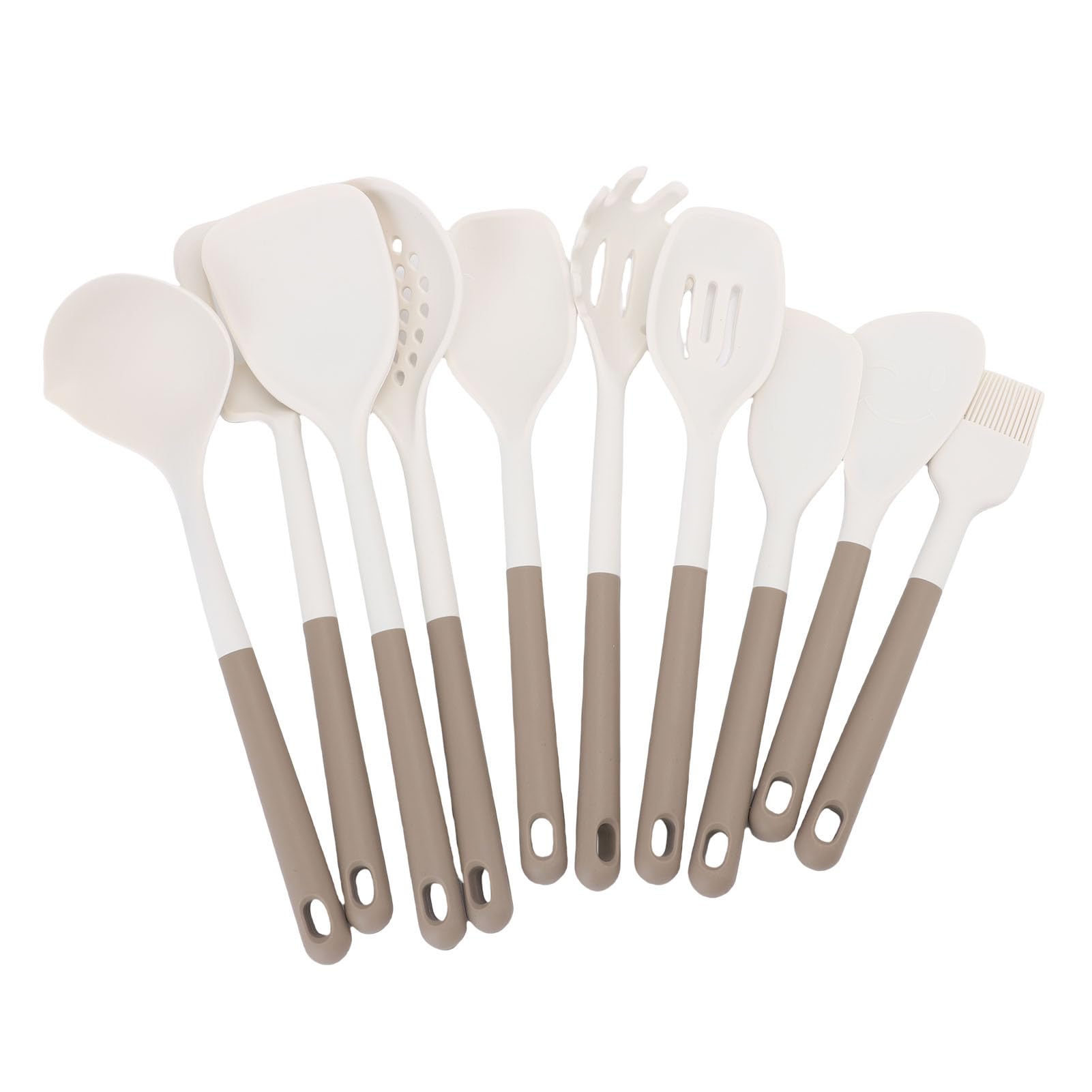 Kochutensilien-Set aus Silikon, Lebensmittelecht, Hitzebeständig Bis 200 °C, Kratzfest, Antihaftbeschichtete Kochutensilien, 10-teiliges Küchenutensilien-Set für Antihaftbeschichtetes