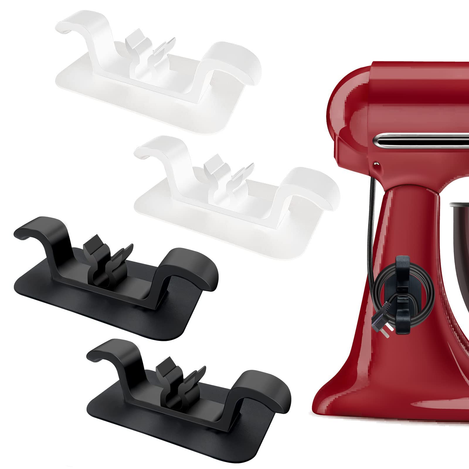 Cord Organizer For Appliances,Kitchen Appliance Cord Winder,Newest Designed Cord Holder,Cable Winder,Cord Wrapper Stick Firmly for Coffee Maker Pressure Cooker(Black,White)