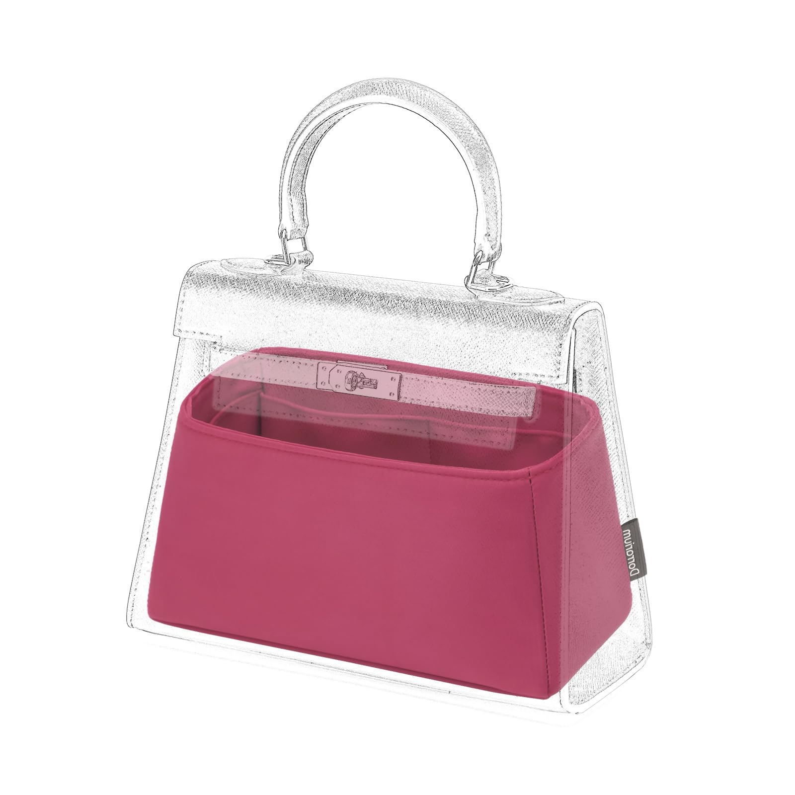 Silk Purse Organizer Insert Fits Hermes Kelly, Luxury Satin Bag Shaper with Divider, Silky Smooth Non-Slip Handbag Organizer for Designer Bags
