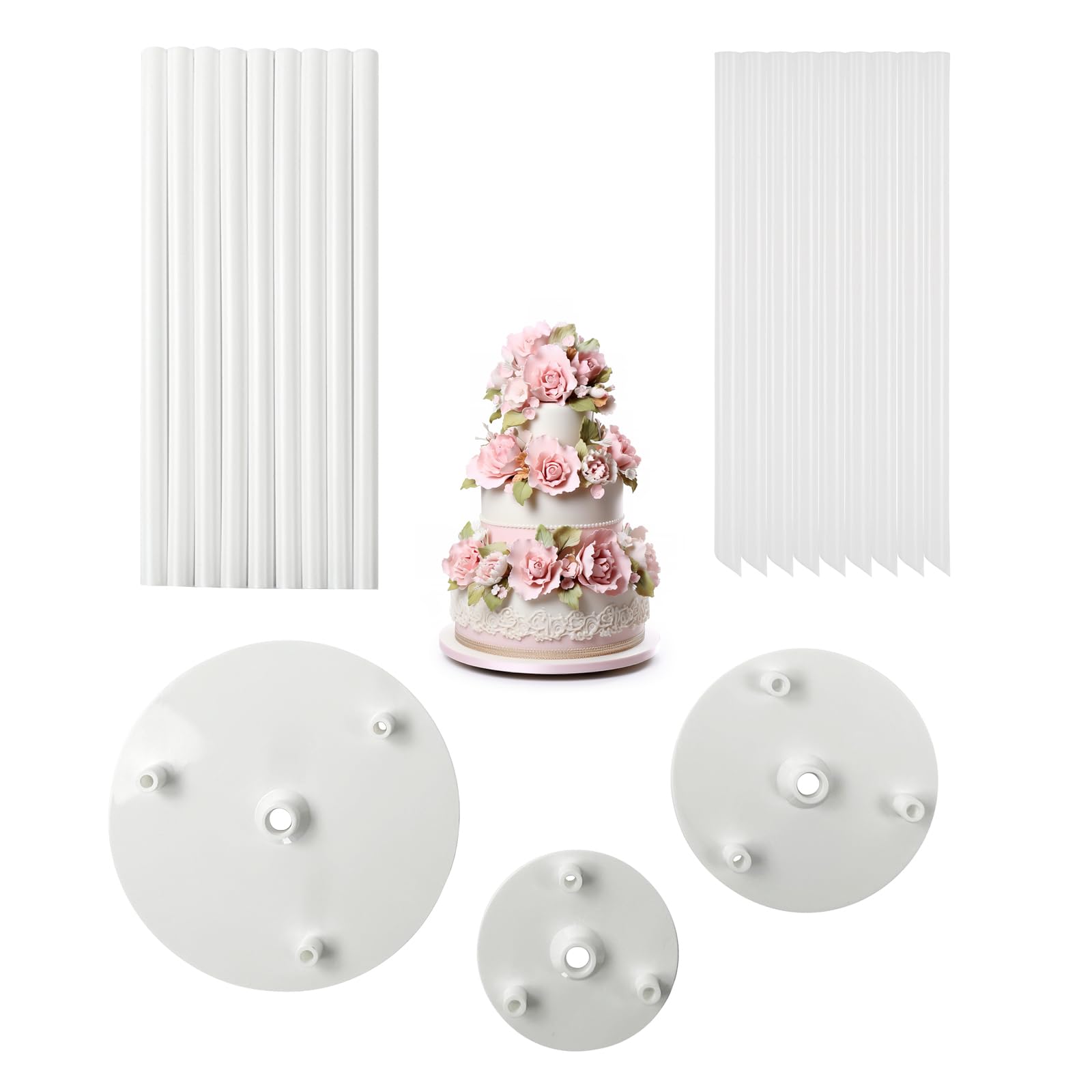 zrfgbxim 5 Set di Supporti per Alzate per Torte, Alzate Fai Da Te a 3 Piani, Supporti in Metallo per Torte, Supporto per Cupcake, Ciambelle, Muffin, Frutta Tortes(senza Piatto