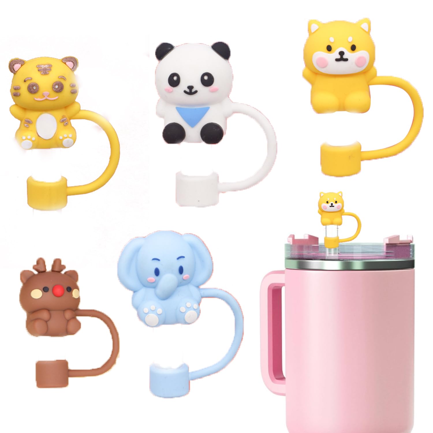 5 Pcs ilicone Straw Cover Caps for Drinkware - Leak-Proof, Reusable, and Hygienic Straw Stoppers for Spill-Free Drinking On The Go