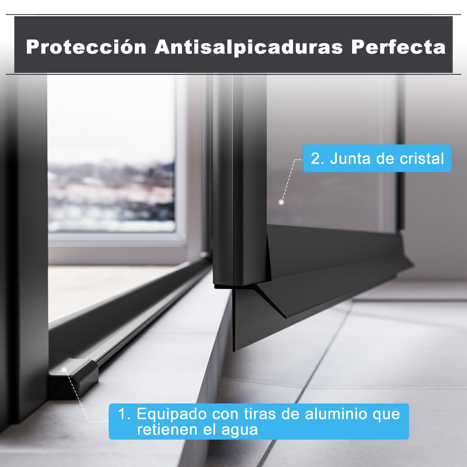 Sonni Mamparas de Ducha Frontales Negras Puerta Plegable 90x195 cm, Cristal ESG Templado de 6mm con Recubrimiento Nano