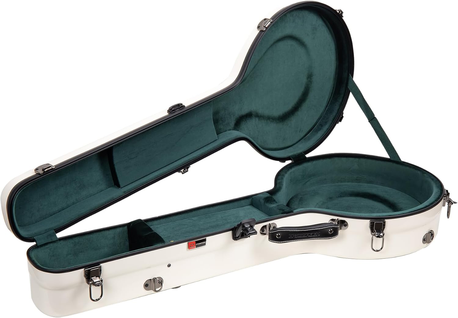 Crossrock Fiberglass Banjo Case-Fits Mastertone & Most 5-String Styles, with Interior Compartment, Backpack Straps, Hygrometer, TSA Lock-Milky White (CRF2023MBJMW)