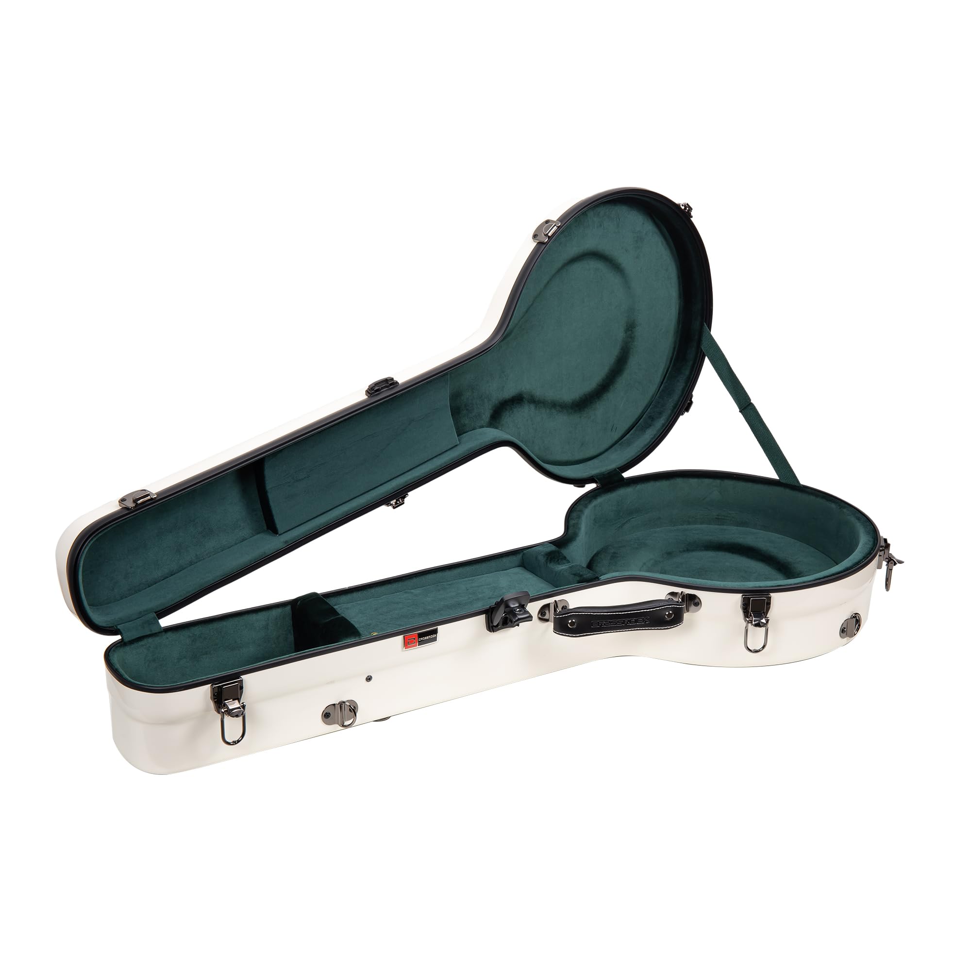 Crossrock Etui banjo z włókna szklanego pasuje do Mastertone i większości 5-strunowych stylów, z kieszenią wewnętrzną, paskami do plecaka, higrometrem, zamkiem TSA, mlecznobiałym (CRF2023MBJMW)