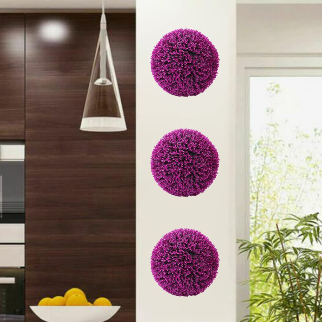 Topiaria Artificiale Palla Decorativa appesa Finta Palla di bosso Pianta per la Decorazione Domestica, Rosso violaceo 35 cm, Finta