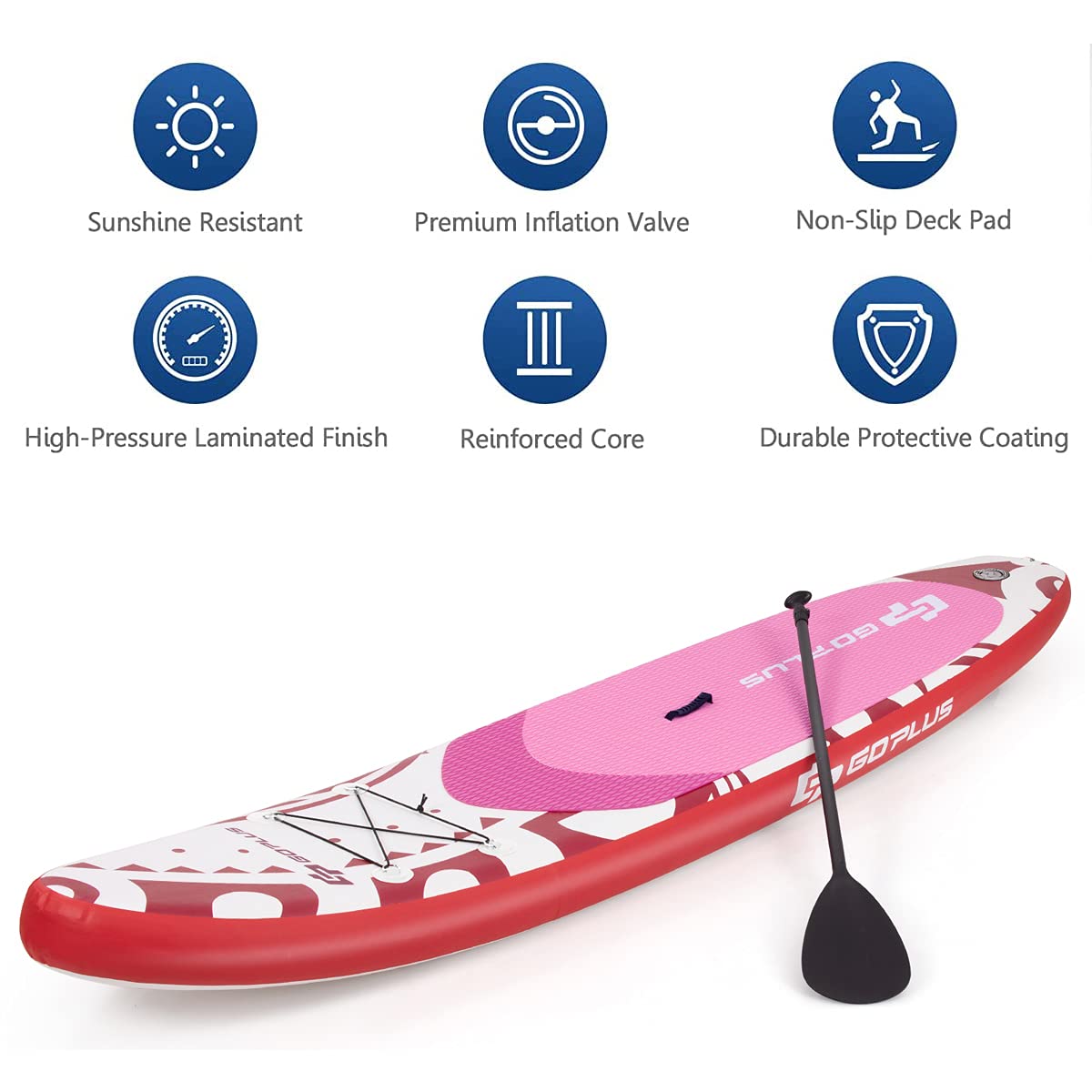 RELAX4LIFE 320/335 x 76 x 15cm SUP Board Set, Aufblasbares Stand Up Paddling Board, Paddelboard mit Sicherheitsleine & Paddel & Pumpe & Rucksack & Reparaturset & 3 Finnen, für Anfänger& Profis