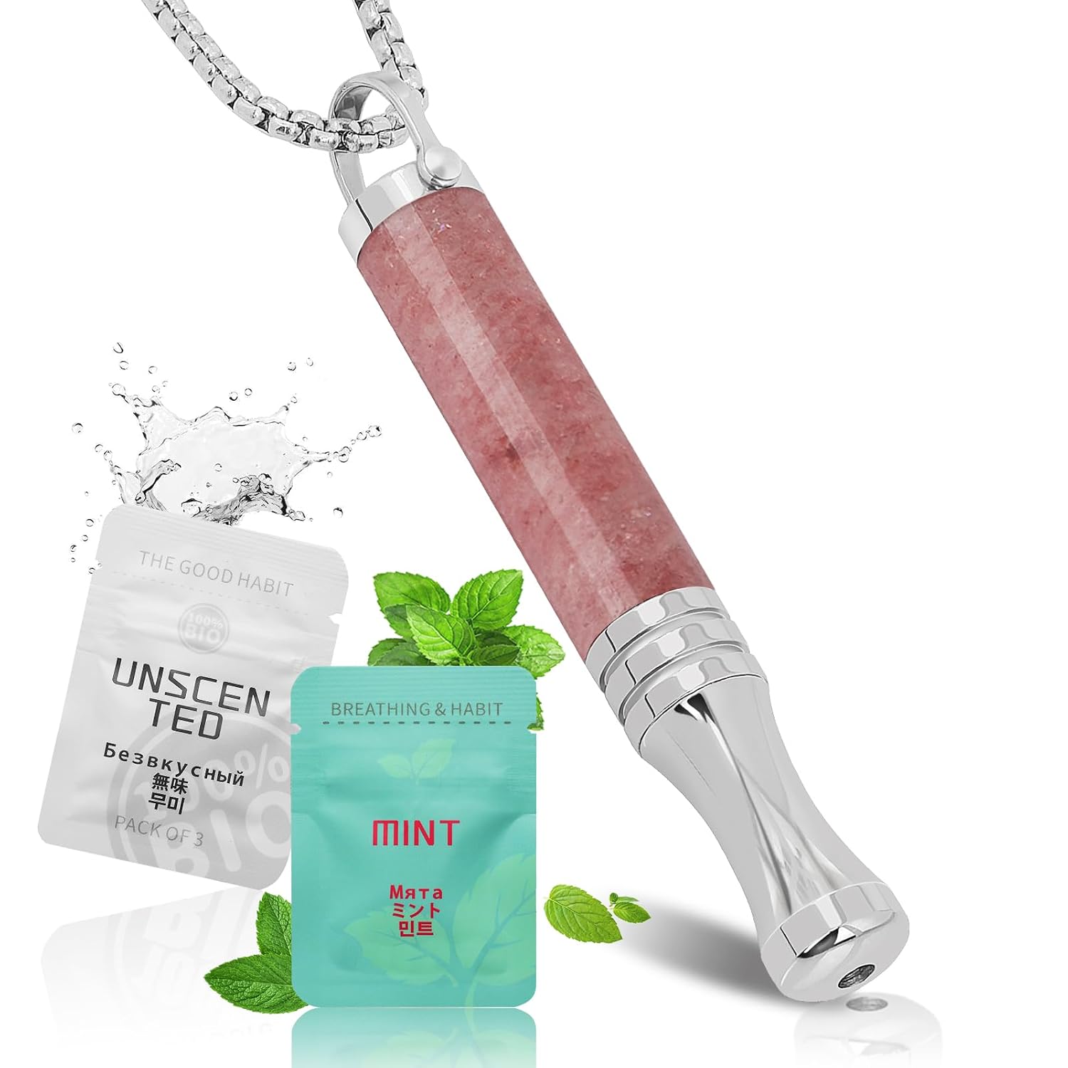 Quit Smoking Breathing Necklace with Flavor Pack for Mindful Breathing & Relaxation, Air Inhaler Stop Smoking Aids Fidget for Meditation, Stress Relief & Focus