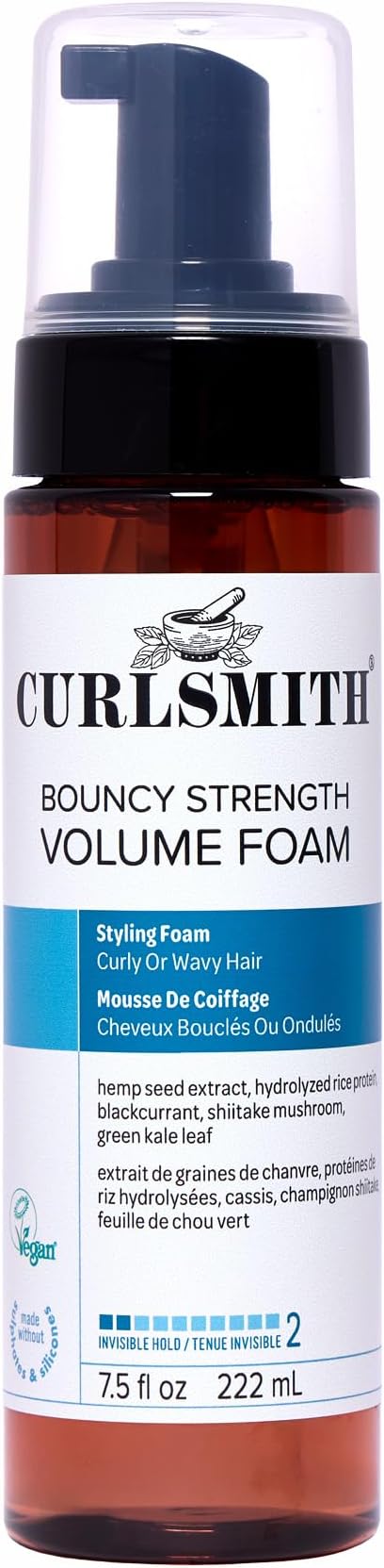Curlsmith - Bouncy Strength Volume Foam, Styling Foam for Curly & Wavy Hair, Light Hold (7.5 fl oz)
