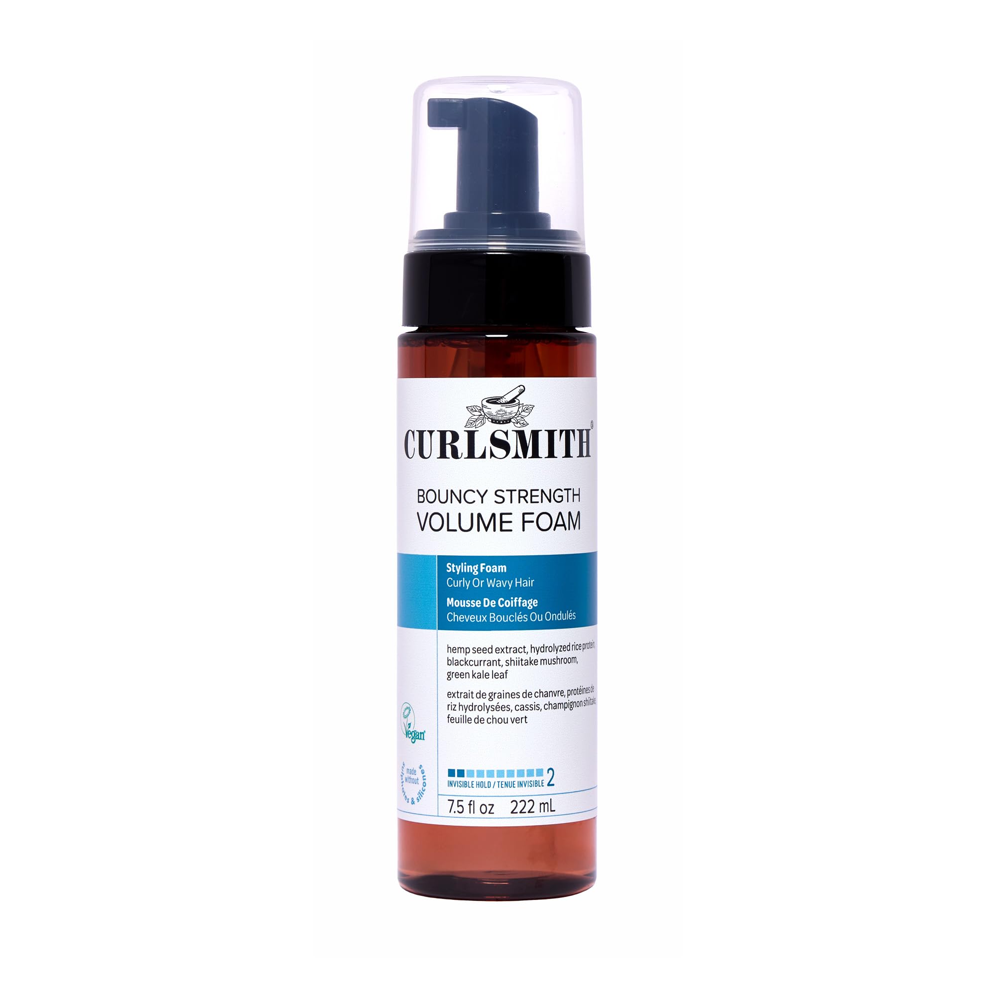CURLSMITHBouncy Strength Volume Foam, Styling Foam for Curly & Wavy Hair, Light Hold (222ml)
