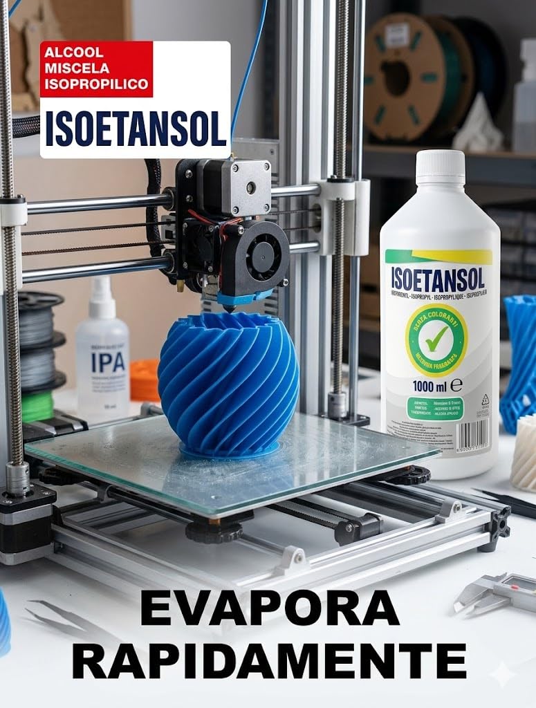 IPA ISOETANSOL 100AE, Isopropanolo, Alcool Isopropilico, Pulizia Stampanti 3D, Elettronica, Detergente per Vaschette ad Ultrasuoni, Multiuso (6, 1 LITRO)