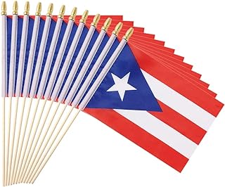 25Pack Small Puerto Rico Flag Handheld Mini Puerto Rican Flag on Stick 5x8 Inch