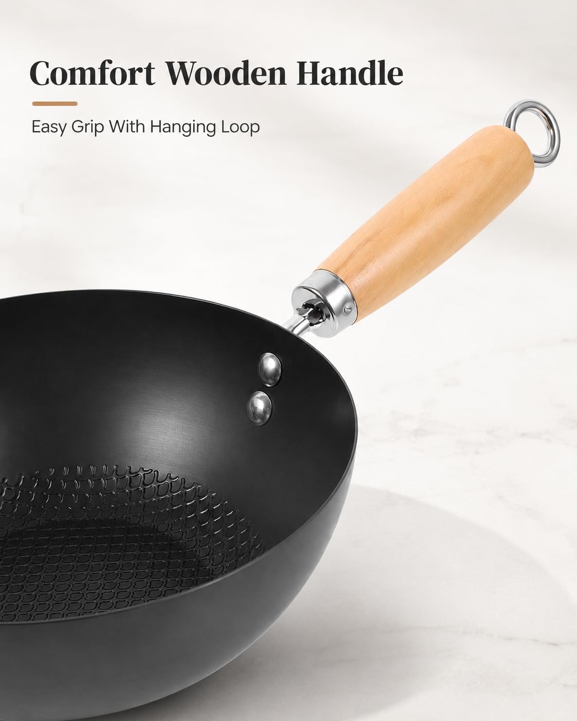 Cabilock Mini padella wok in ferro battuto, 20 cm, piccola padella wok antiaderente per fornello a gas giapponese padella tradizionale per friggere piano cottura a gas a induzione
