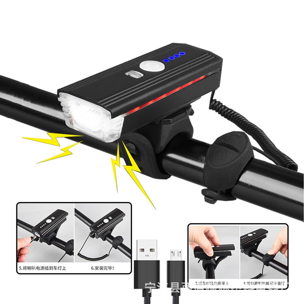 Faro Anteriore per Bicicletta Ricaricabile Tramite USB, 350 Lumen, Impermeabile, Ideale per Bici da Strada, Mountain Bike e da Città.