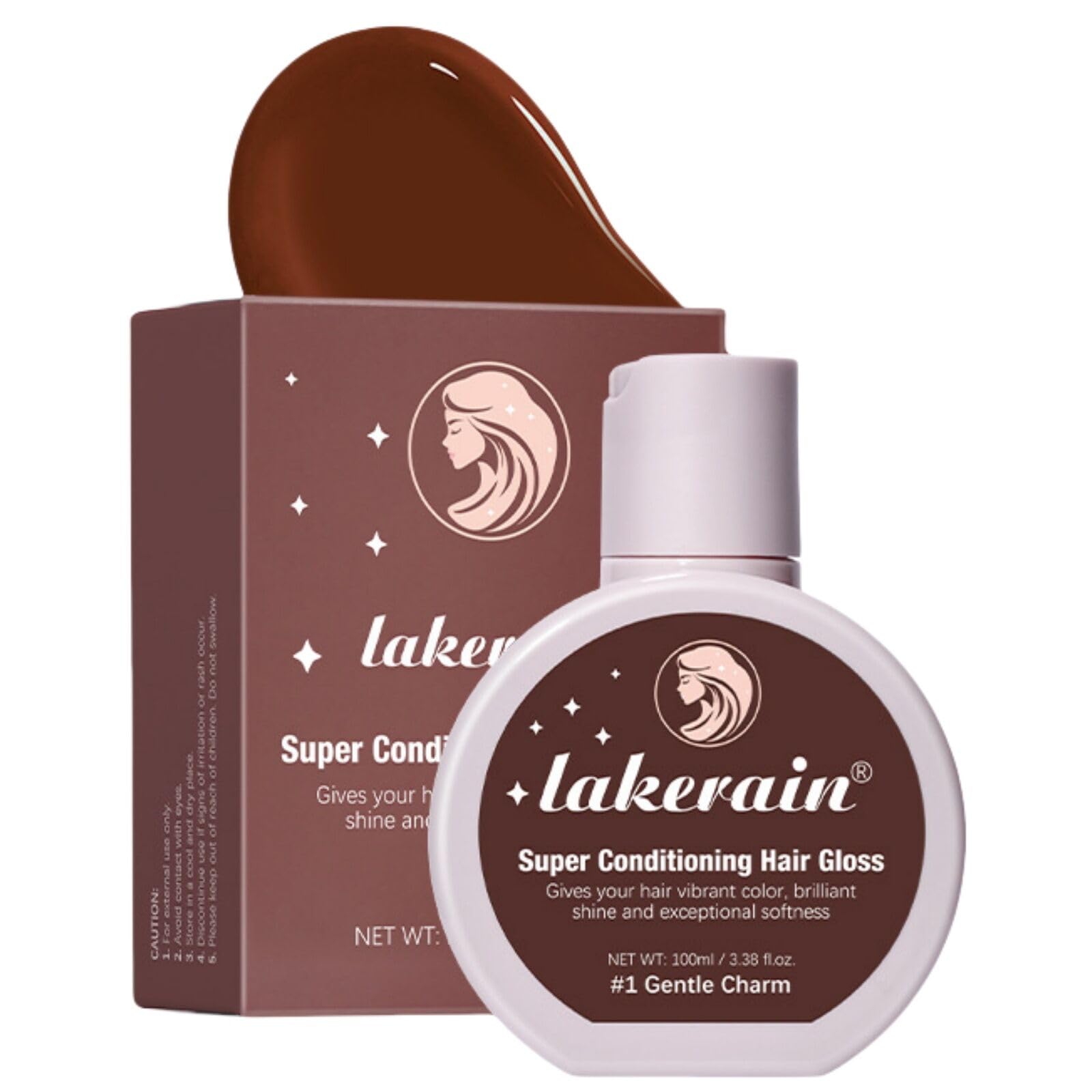 Super Conditioning Hair Gloss for Brown or Red Hair, Shine-Enhancing & Frizz Control, No Bleach, Boosts color, Hydrates & Nourishing Hair Gloss for All Hair Types, 3.38oz (Gentle Brown)