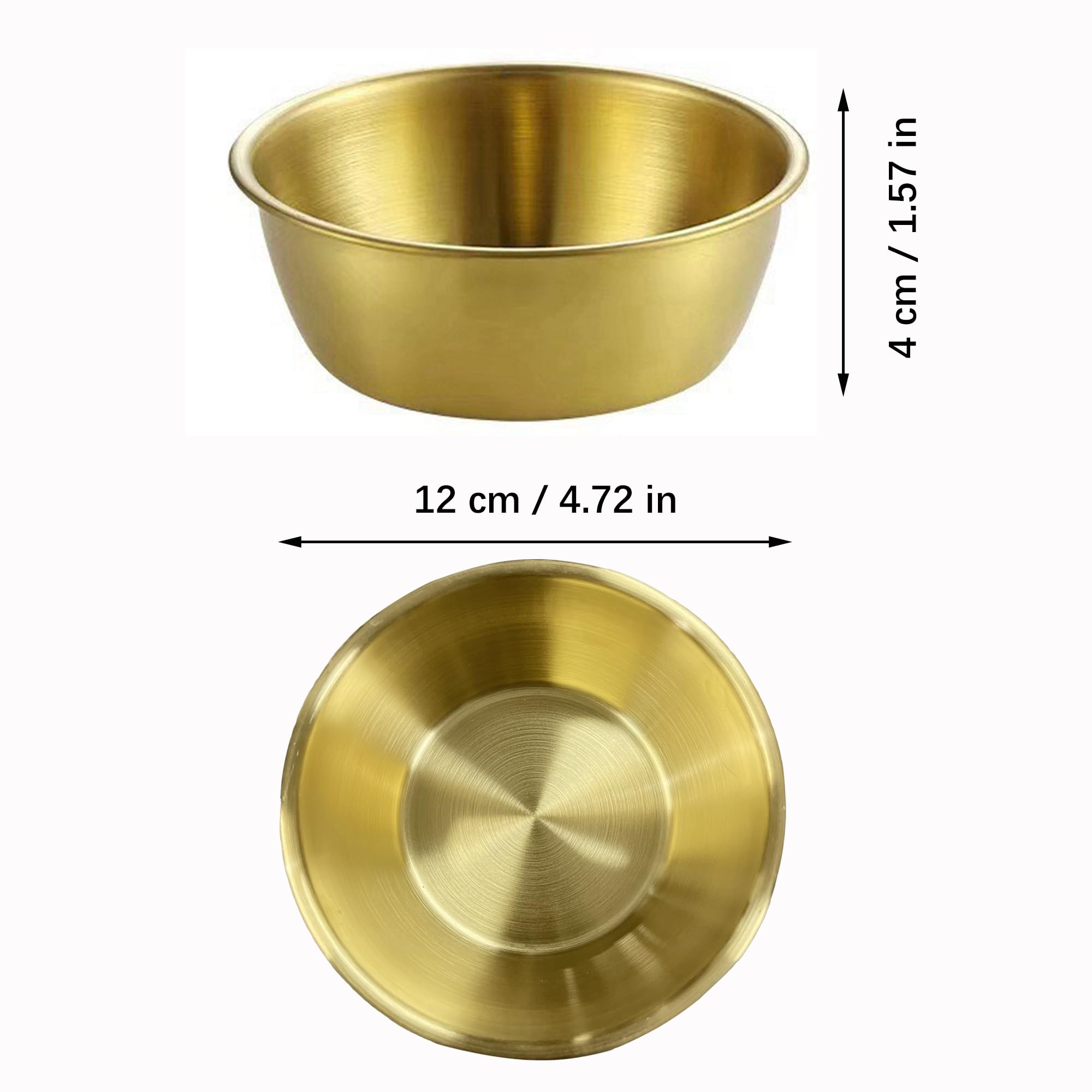 duoyif Ciotole Per Salsa 12cm 4 pezzi Golden, Ciotoline da Snack In Acciaio Inox, Mini Ciotoline Di Servizio, Piccola Ciotola Rotonda Per Salse Snack Aperitivi Dessert Sushi Spezie (oro, 12x4cm)