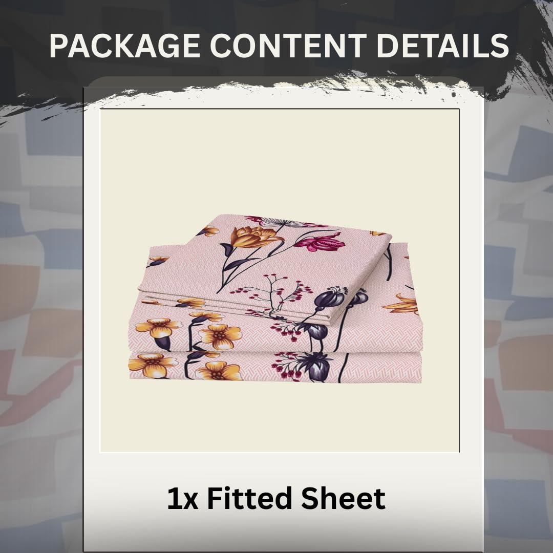 EverSoft Bedding 1PCS Floral Fitted Sheet Single Size Extra Deep 35cm Pocket Soft Breathable Printed Mattress Cover - Image 2