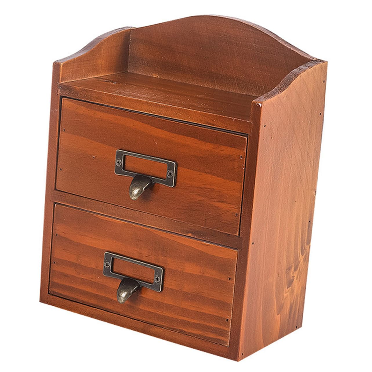 Cabilock Type Storage Box Multi Desktop Organizer for Household and Office Vintage Wood Design for Stationery and Sundries Storage Space Saving for Desk Arrangement