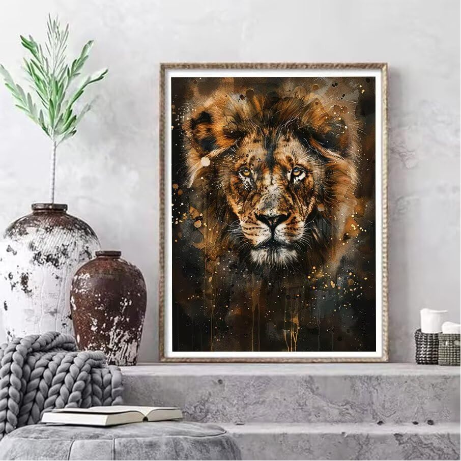 Diamond Painting Lion 50x70cm : Kit Complet de Broderie Diamant 5D pour Adultes - 2