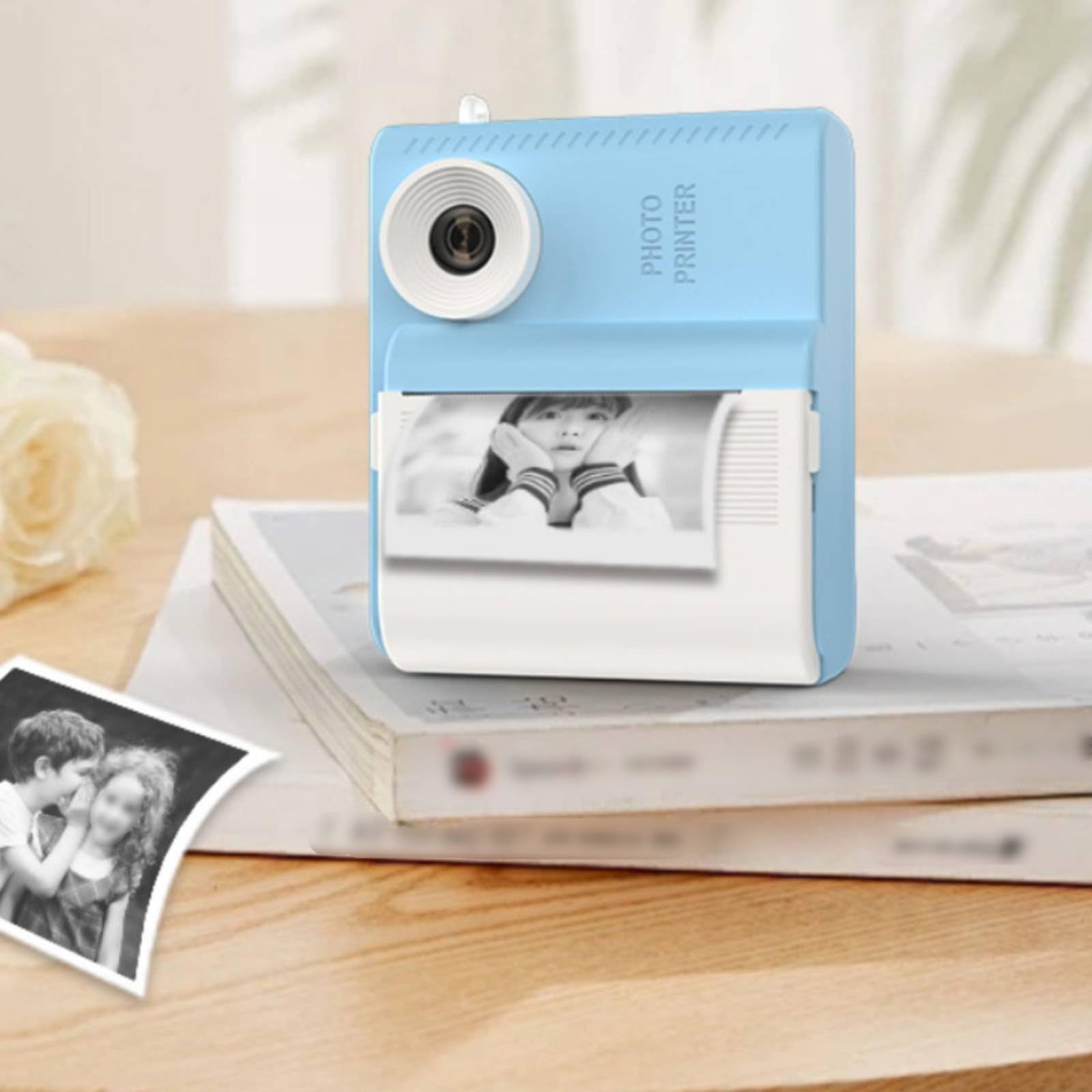 Cámara Infantil Alta finición con Impresión Batería Recargable Cámara Infantil Impresión sin Tinta Juguete Electrónico para Niños, Regalo, Azul