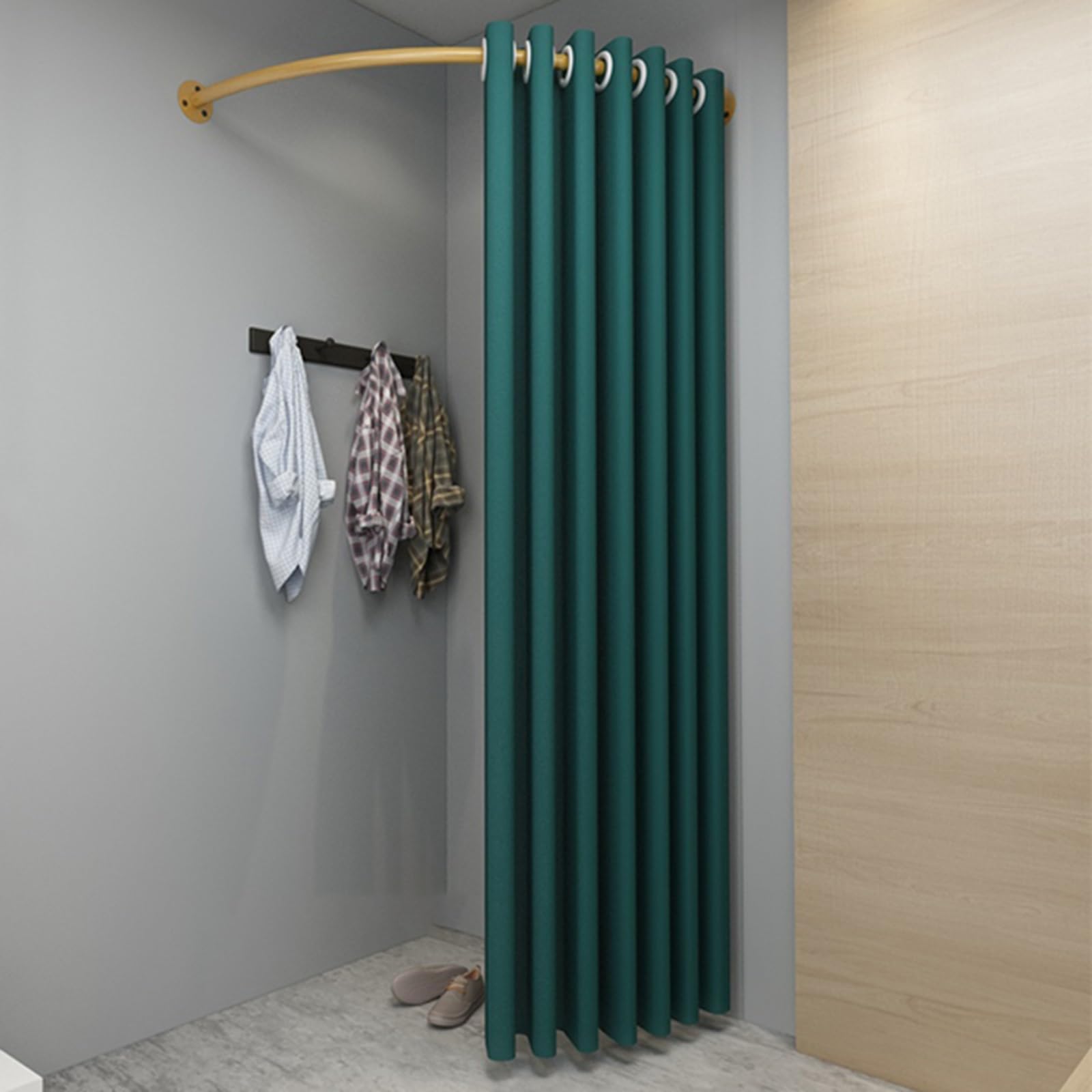 WQPMNYG Simple Fitting Room Cabin - Adjustable 80-120CM Wall-Mounted Clothes Rod with Curtain Ideal for Wedding Dress Shops & Clothing Stores Space-Saving Privacy Solution.