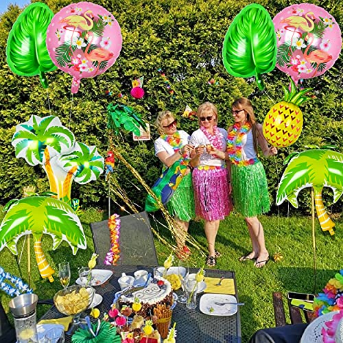 Hawaii Party Decoration Supplies Hawaii Balloons 11Pcs Pink Flamingo Monstera Leaf Drink Cup Pineapple Coconut Tree Balloons For Tropical Hawaii Aloha Luau Flamingo Summer Beach Birthday Party Decor #TOP4