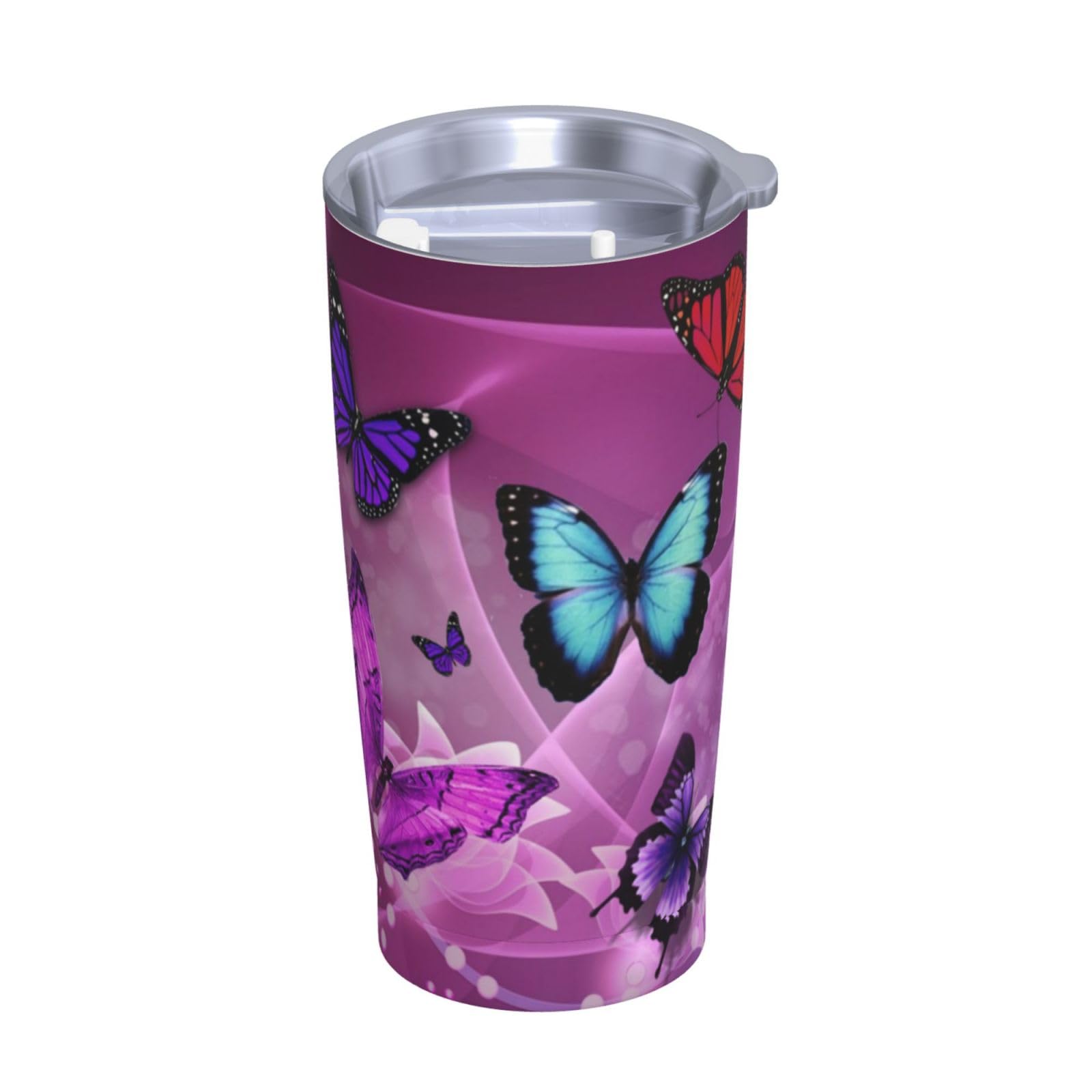 Violette Schmetterlinge bedruckte Edelstahltasse Autobecher tragbare Thermobecher