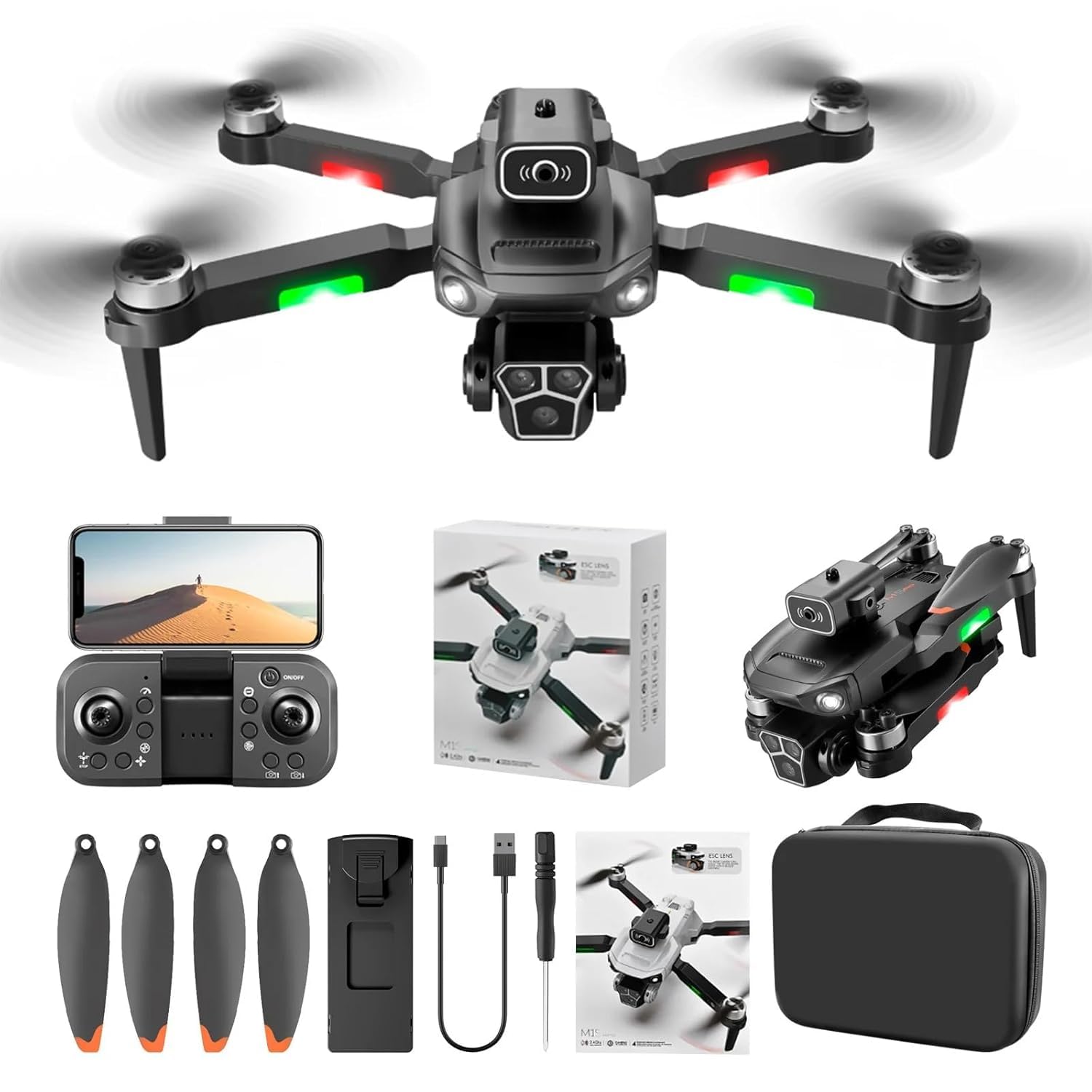 Velcase Drone With 4K Camera Wifi Fpv 1080P HD Dual Foldable RC Drone Altitude Hold Headless Mode Visual Positioning Auto Return App Control Multicolor (Nl3)