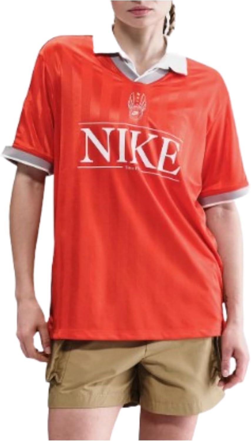 Nike NSW V Neck Top Womens Jersey (Picante Red/Sail/Midnight Navy/Sail) Size Medium