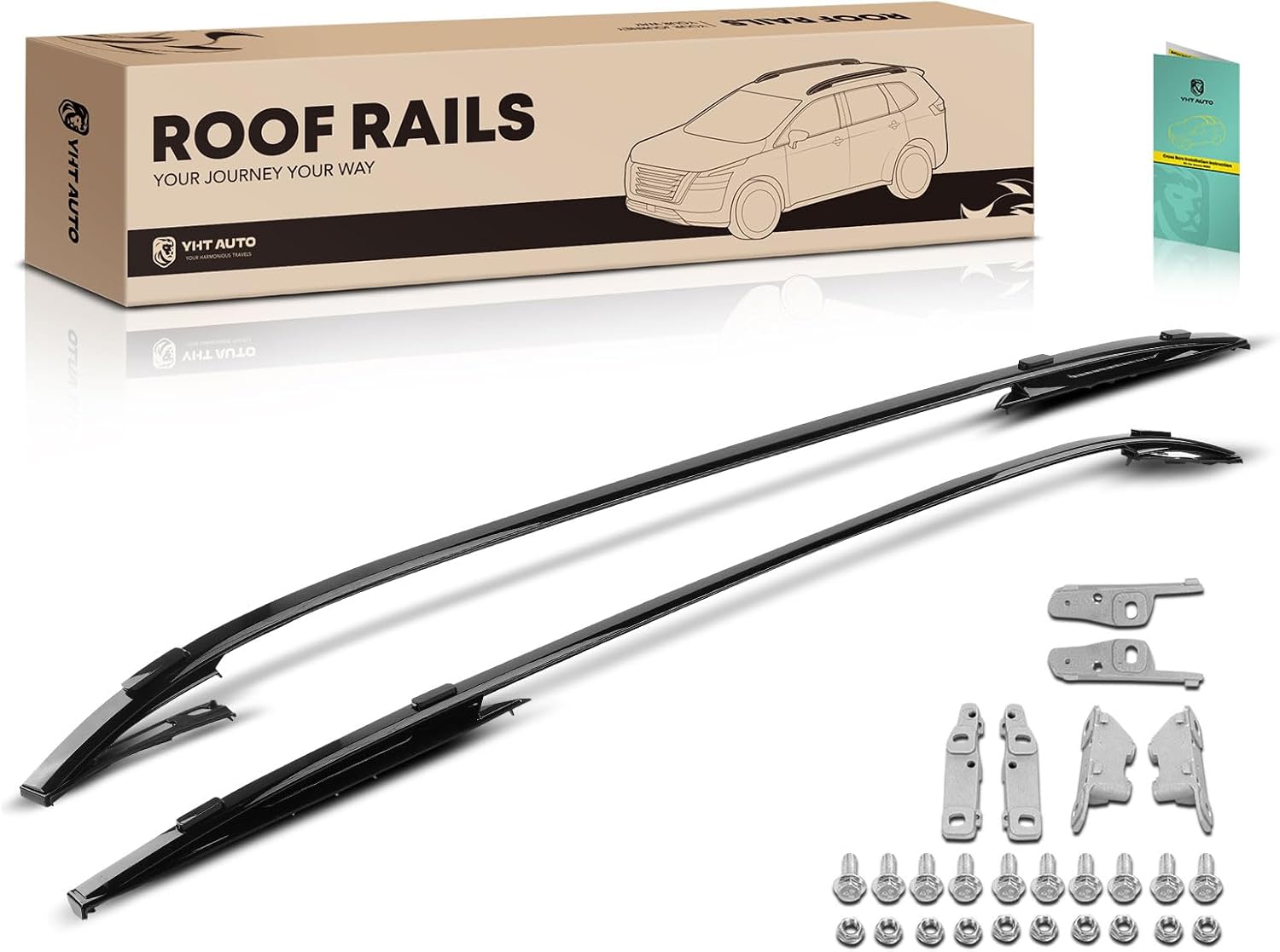 YHTAUTO 165lbs Side Roof Rails w/Hardware Fit for Land Rover Discovery Sport 2015-2023 T6063 Aluminum Roof Rack Rails, Luggage Roof Side Rails Anti-Rust with Black Smooth Surface for Skiboard Kayak