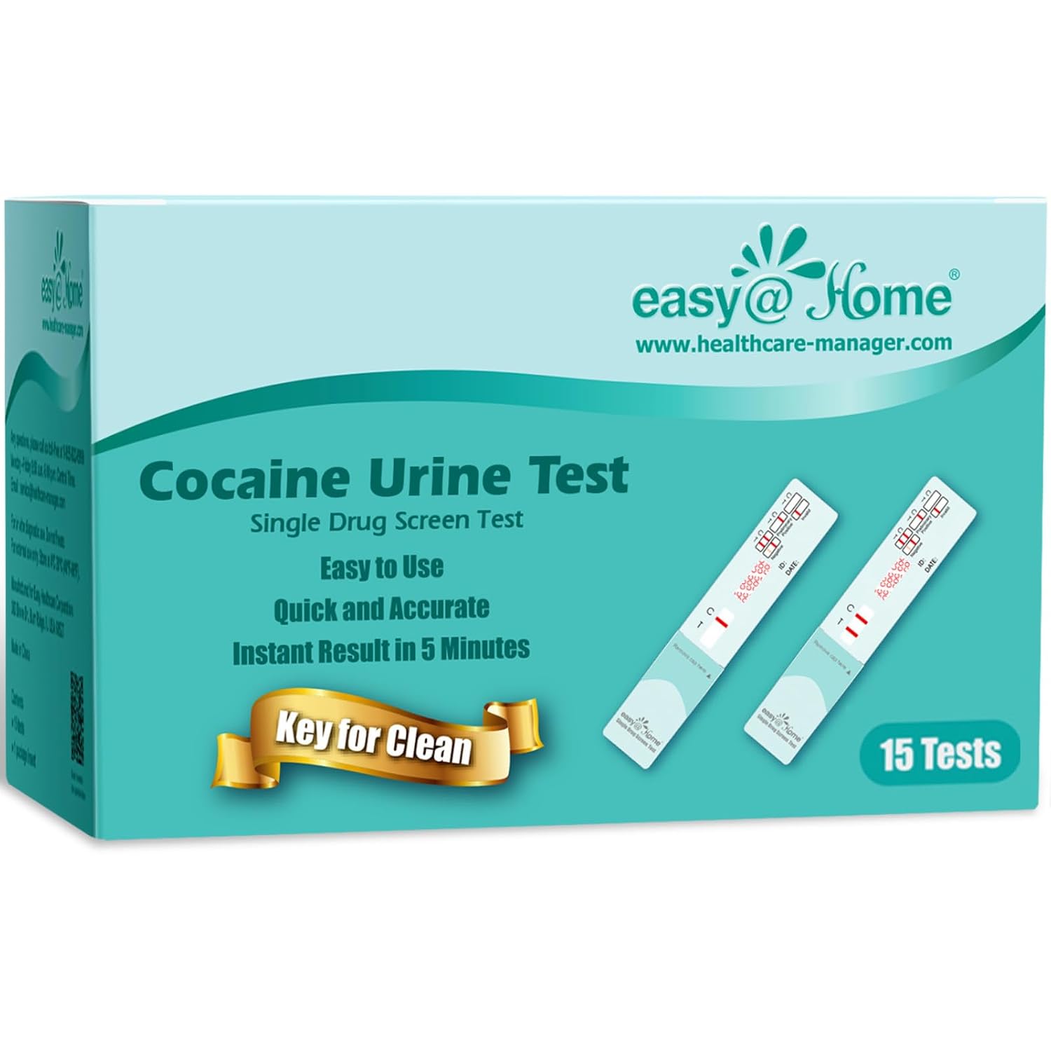 Easy@Home 15 Pack Cocaine(COC) Single Panel Drug Tests Kit - Value Pack COC Screen Urine Drug Test Kit- #EDCO-114