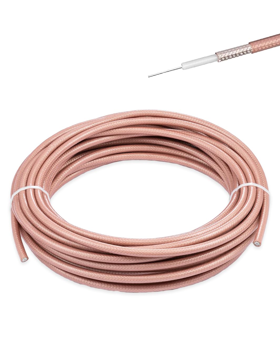 POBADY RG142 Cable Low Loss RF Coaxial Cable 32.8FT/10M Brown Silver-Plated Copper Double Shielded Coax