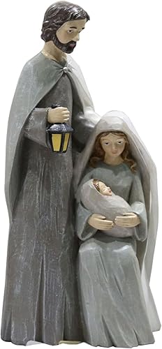 Miniatura 1 de SXSZZXL Figuras de la Santa Familia para interiores, estilo grabado en madera, estatuas de resina de Jesús, decoraciones de mesa católicas para