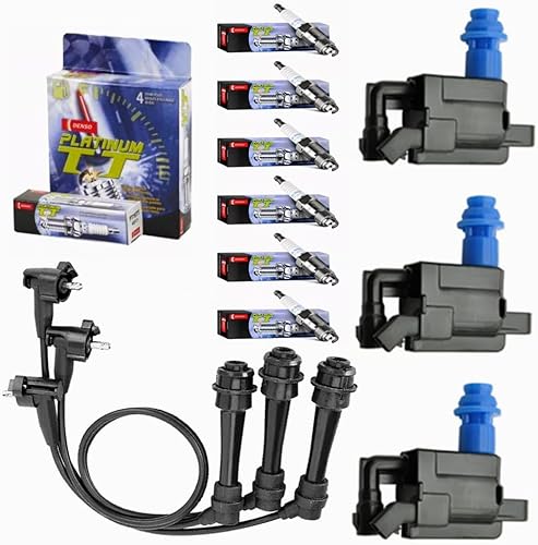Paquete de 3 bobinas de encendido resistentes y 6 bujías de platino con repuesto para Lexus GS300 Toyota IS300 Supra UF228 UF-228 90919-02216