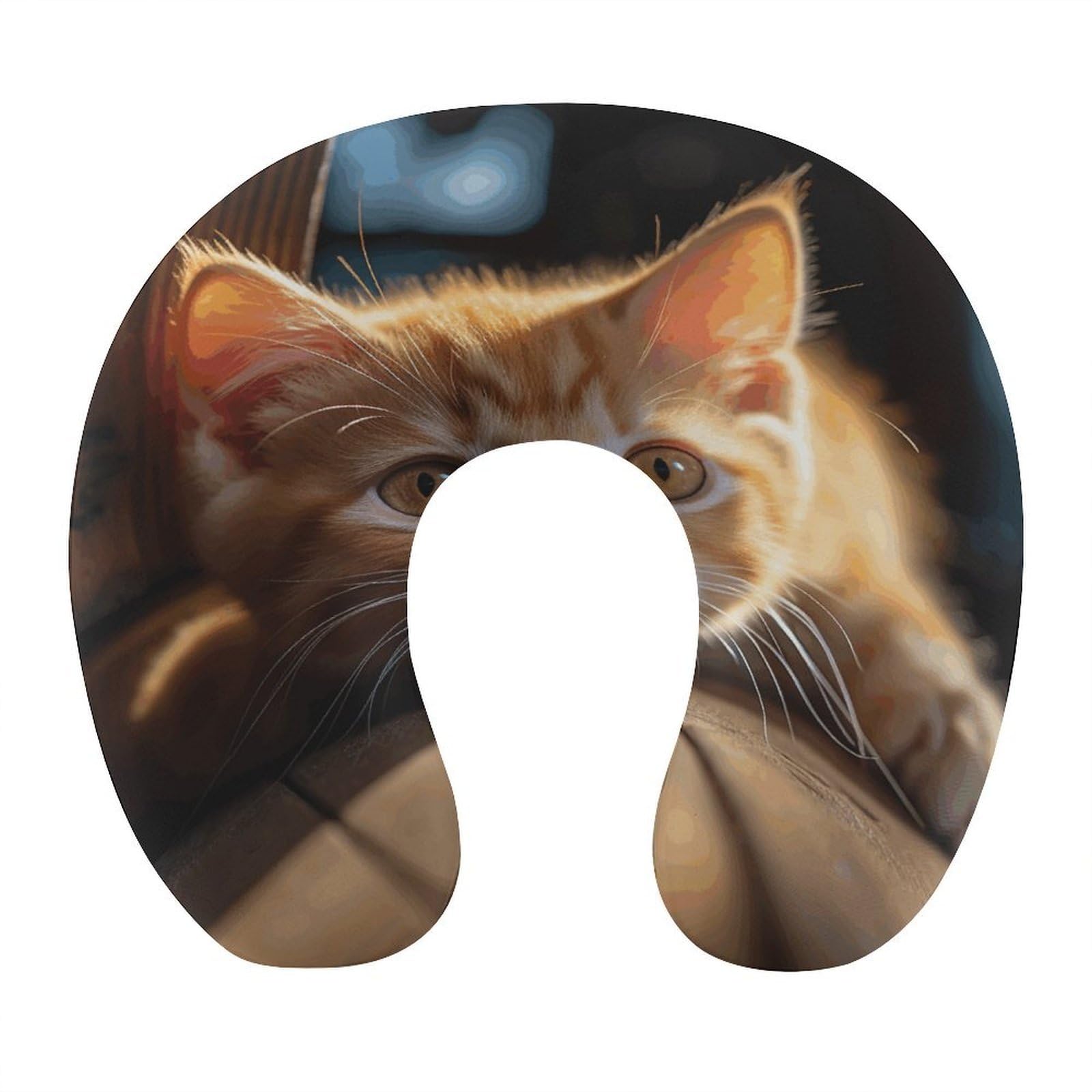 Piccolo cuscino arancione a forma di U, cuscino in memory foam, fornisce supporto per il collo, cuscino da viaggio, adatto per aerei, auto, case e uffici.