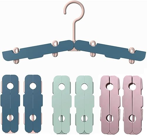 6 perchas de viaje con clips ocultos, estante de secado de ropa plegable, organizador de lavandería y armario que ahorra espacio, colgador portátil