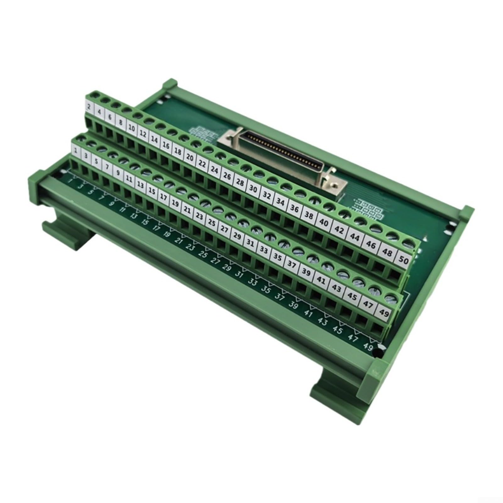 Bloque de terminales SCSI-50P-CN-F de 50 pines para montaje en carril DIN verde