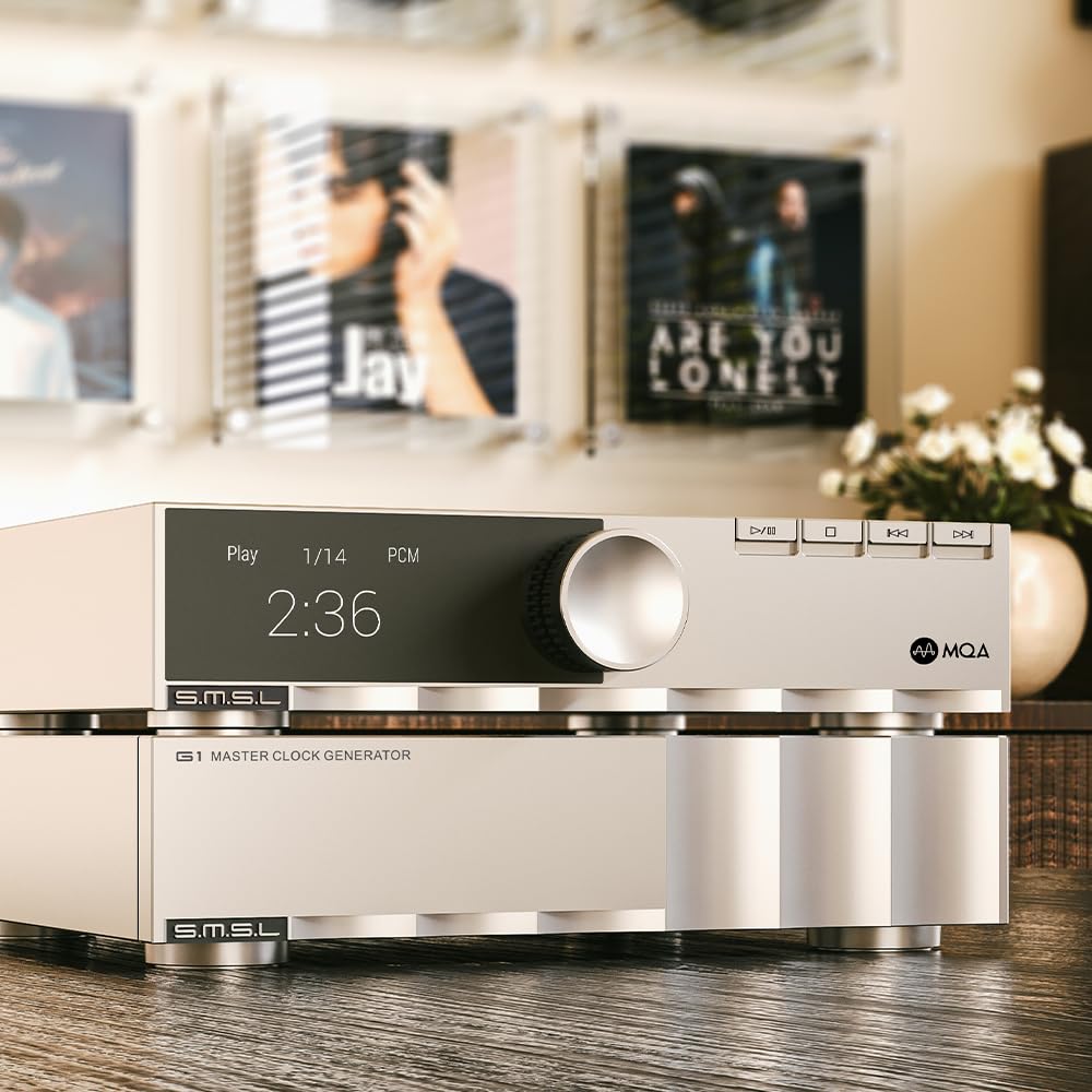 SMSL G1 HiFi Audio Externe Master Uhr, hochpräzises OCXO, Mehrk-Laufwerk + lineares Netzteil, verbessert die Klangqualität für CD-Player/Player/Decoder, kompatibel mit T2/D2R/P2/PL200T/D200/PA200
