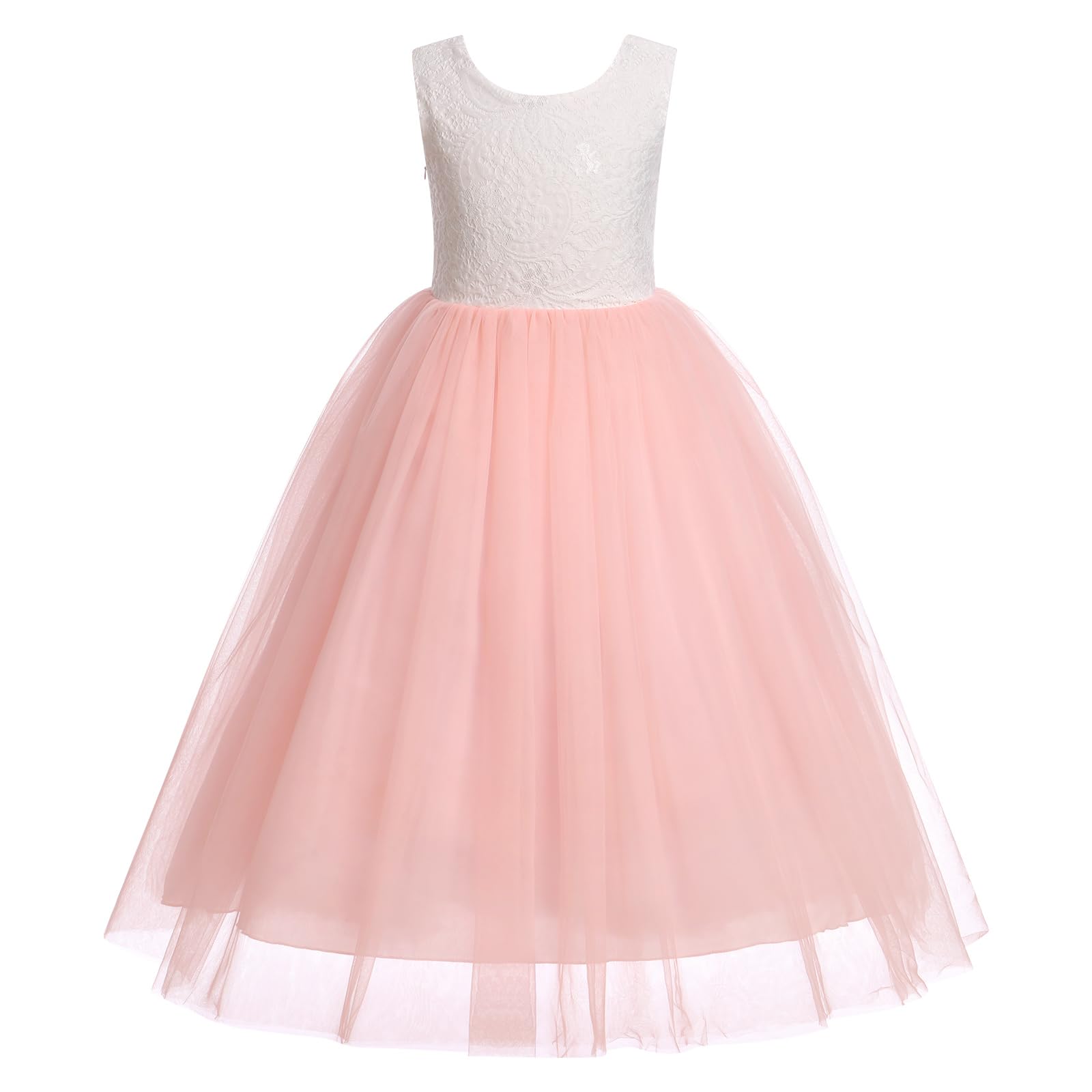 Odizli Robe de demoiselle d'honneur, en dentelle, dos nu, ligne A, en tulle, robe de mariage, première communion, fête, longue robe de soirée