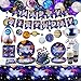 226 szt. artykuły na imprezę kosmiczną – balon planetowy układ słoneczny, baner z okazji urodzin, wiszące wiry, ozdoba na ciasto, talerze, serwetki, kubek, obrus na dekoracje na przyjęcie chłopca dzieci, służy 20 gości
