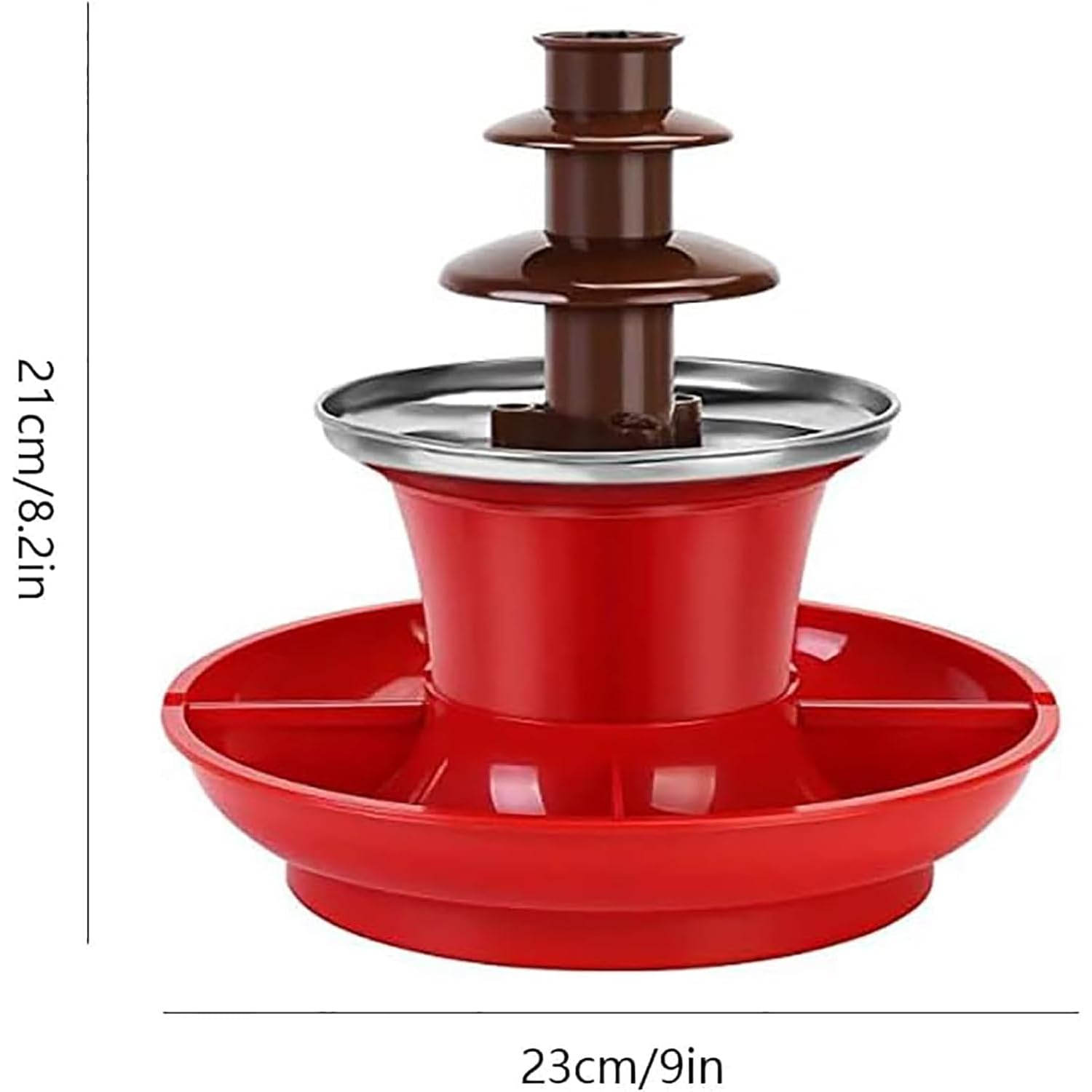 Mini fontana di cioccolato a 3 strati, vassoio rimovibile, fontana di cioccolato elettrica in acciaio inossidabile per formaggio nacho, salsa barbecue, sciroppo, ranch