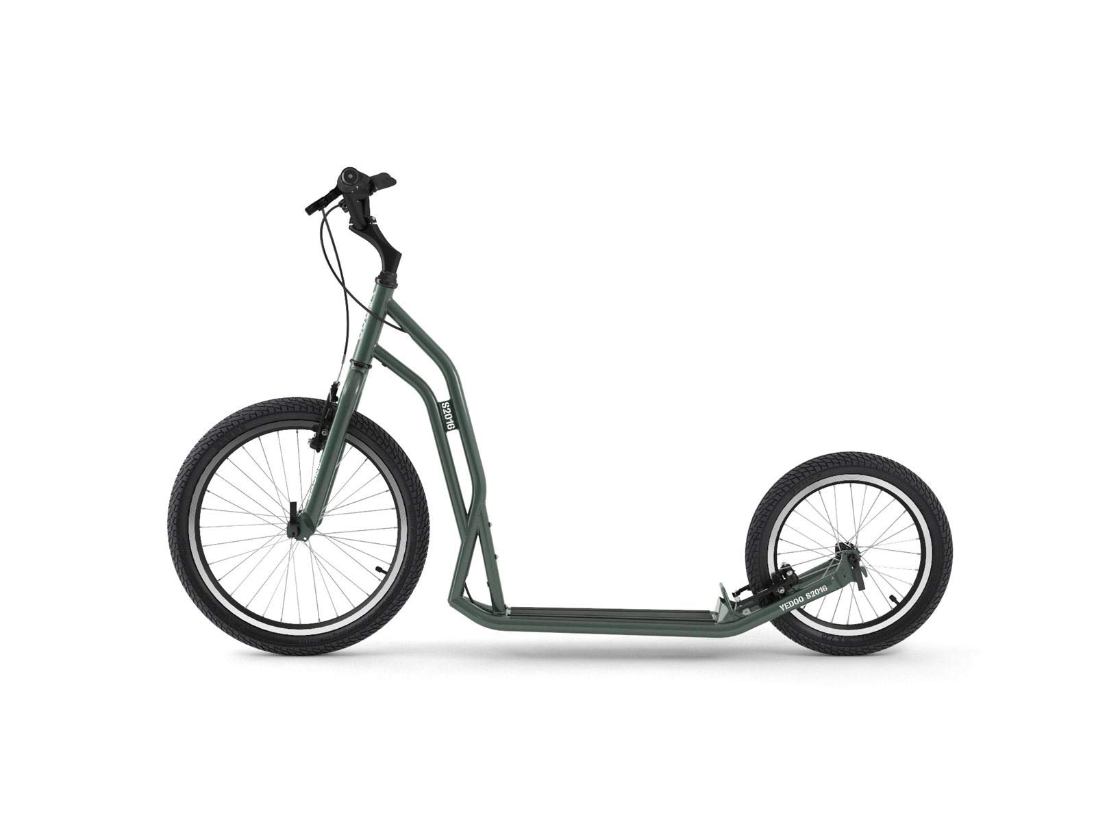 Yedoo S2016 Tretroller - bis 150 kg, Kickscooter mit Luftreifen 20/16 - für Erwachsene, Scooter Roller mit verstellbarem Lenker, Dogscooter (grün)