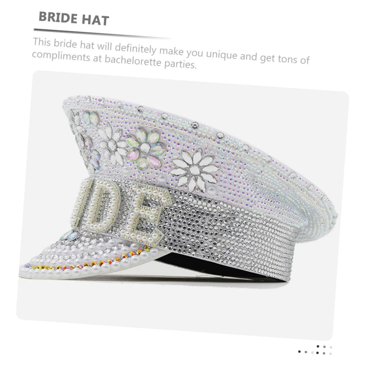 BESPORTBLE Sombrero de Novia Gemas de Imitación, Gorro Ajustable para Despedida de Soltera, Fiesta y Boda, Accesorio Decorativo Elegante para Mujer