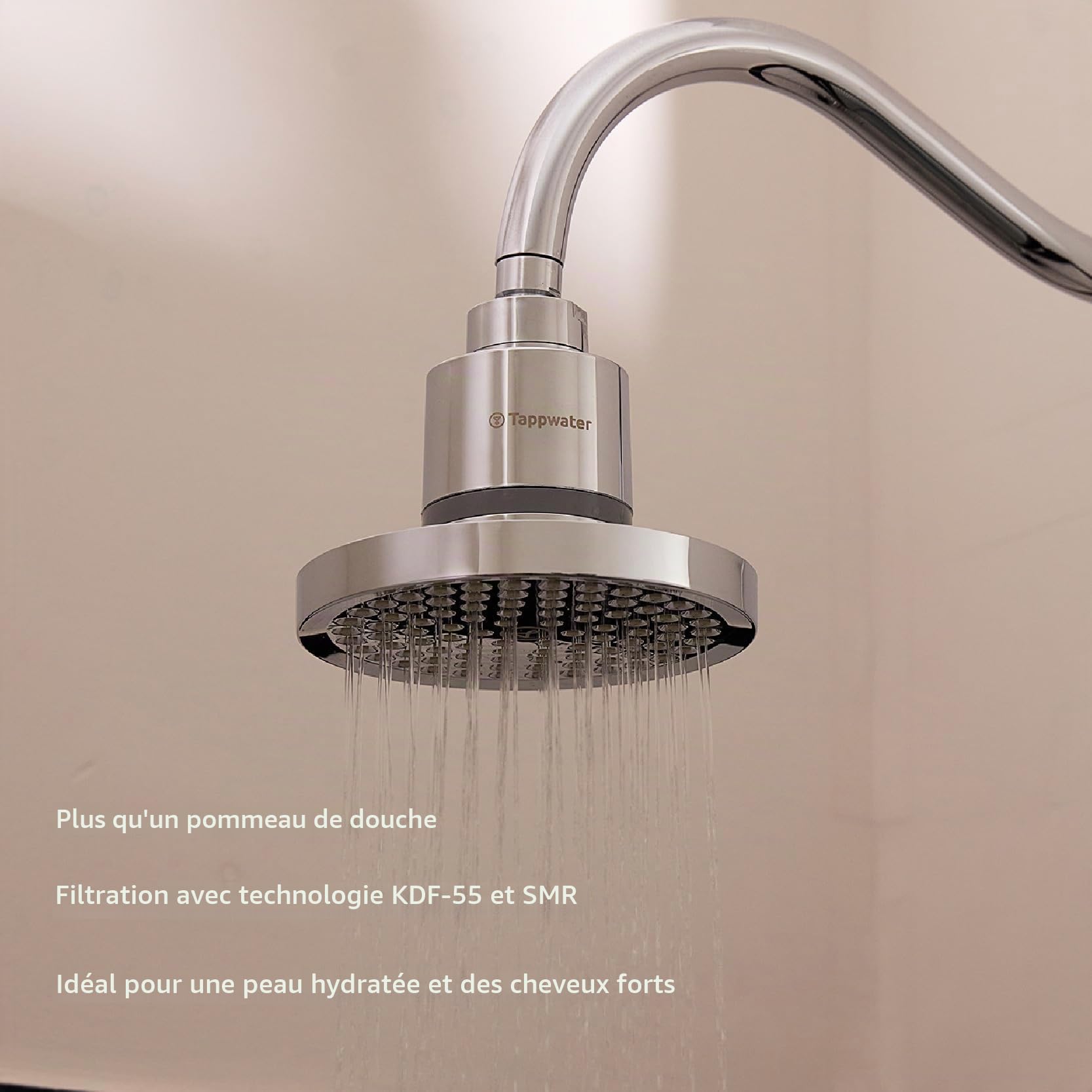 Tappwater ShowerPro Rain SMR – Pommeau de douche avec filtre. Douchette anti calcaire, filtre +70 substances. Technologie KDF-55 et SMR pour une peau hydratée & cheveux doux Durée 6 mois,15-30000L