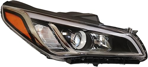 LOYALHEARTDY Para 2015 2016 2017Hyundai Sonata Faro Asamblea Derecha Lado Pasajero Halógeno Faro Cromo Ámbar Carcasa Lente Transparente Faro Faro