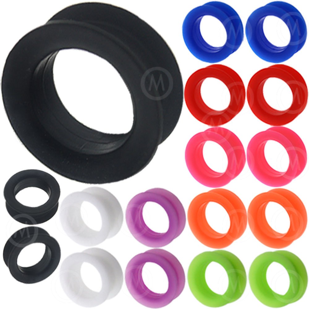 Silicone Rubber Ear Gauge gauges Ears Plug Tunnel Earring Double Flared 6mm - 30mm (Pair)