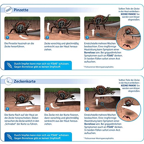 Zeckenzange, Zeckenzange Hund Profi Zeckenpinzette Edelstahl für Hund/Katze/Menschen, Zeckenhaken Premium Set Einschließlich 1 Tick Entfernung Pinzette + 1 Zeckenkarte Schaufel + Eisenkiste…