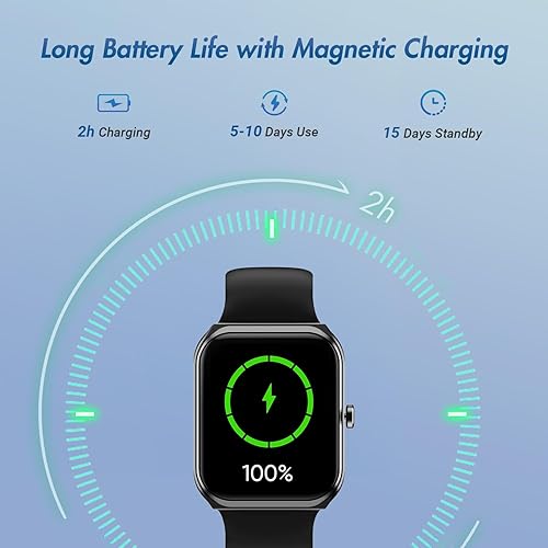 Miniatura 6 de MXQ Reloj inteligente de fitness para mujeres y hombres, Android iOS iPhone, pantalla grande de 1.91 pulgadas, carcasa de aluminio negro con correa