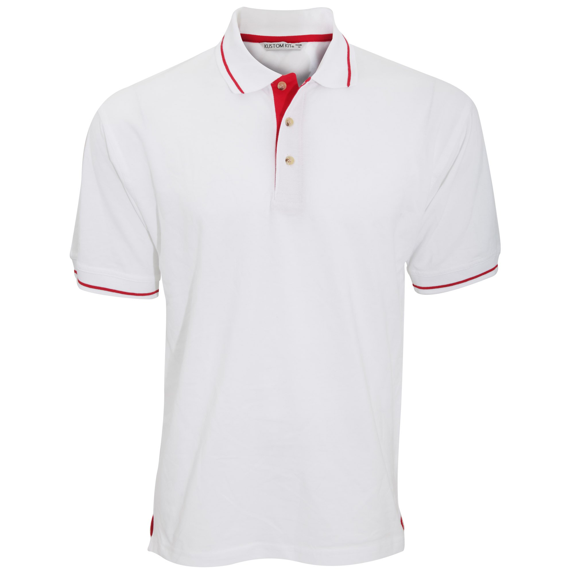 Kustom Kit Mens St. Mellion Mens Short Sleeve Polo Shirt (L) (White/Bright Red)